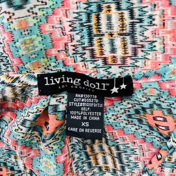 Living Doll Casual Aztec Print Chiffon Blouse Size XS Women's - Picture 7 of 8